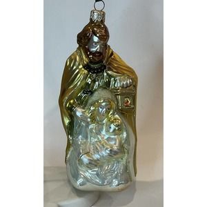 The Vatican Library Hand Blown Glass Christmas Ornament Joseph Mary Baby Jesus